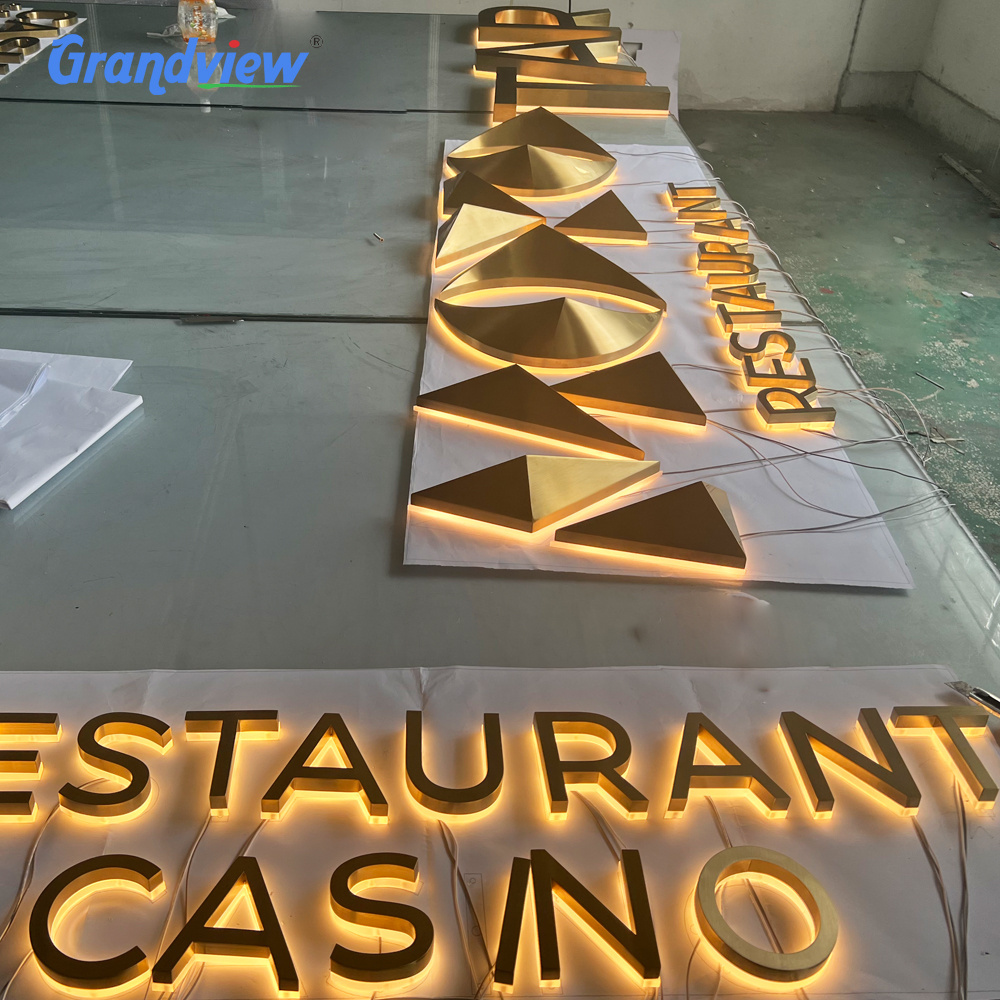 Custom Stainless Steel Metal Letters 3D Alphabet led Acrylic Mirror Gold Sign Salon Business Sign Electronic Sign