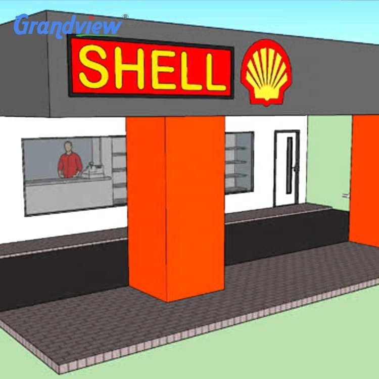 gasoline petrol stations advertising light up equipment canopy signages steel structure fascia canopy