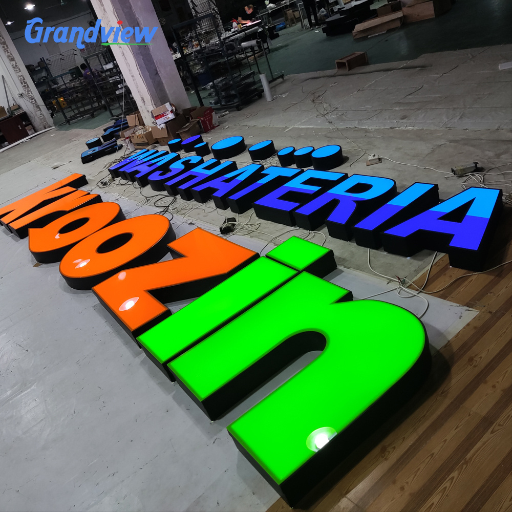 Guangzhou Grandview Manufacturer Custom Enseigne Lumineuse en 3D Outdoor Custom Light Sign for Building