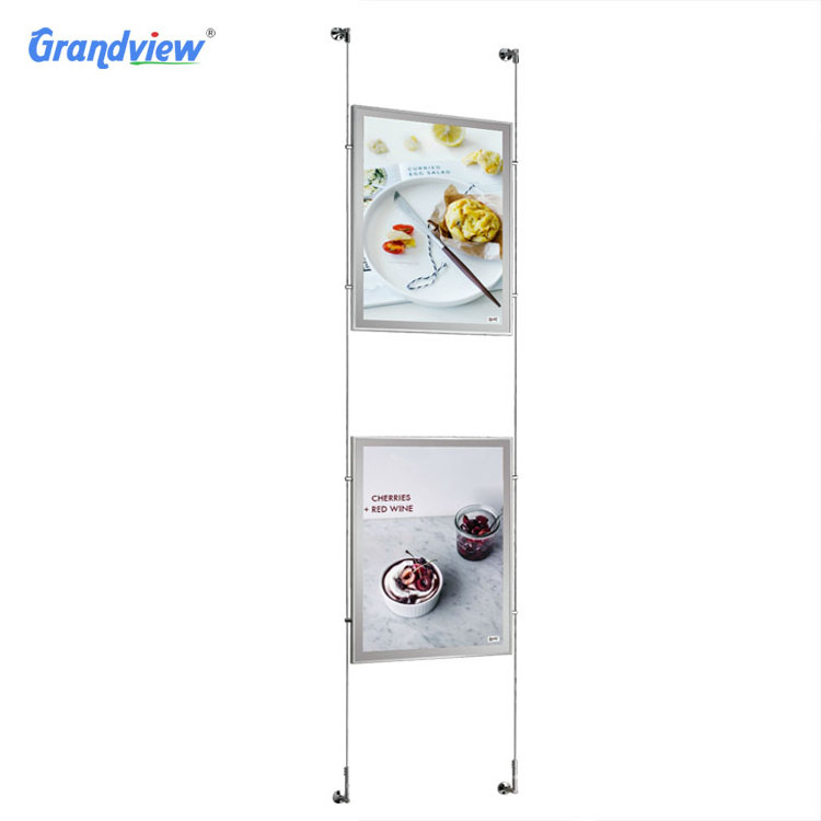 LED double sided ceiling hanging advertising aluminum poster frame light box for window display