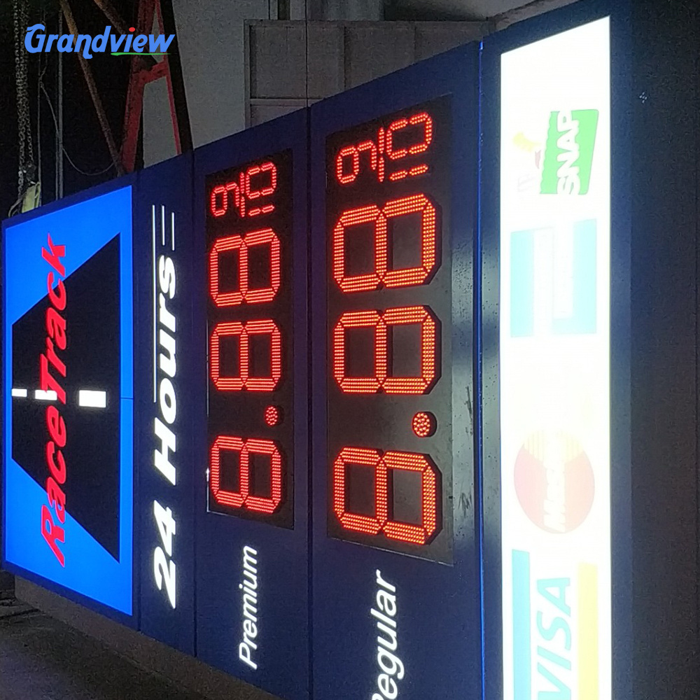 Petrol station led digital signage advertising pylon sign for price display