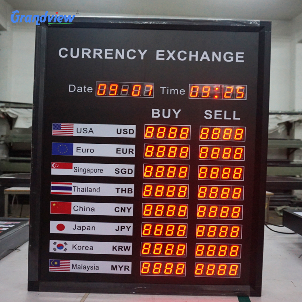 LED currency exchange display sign electronic bank use digital led rate ssignboard display