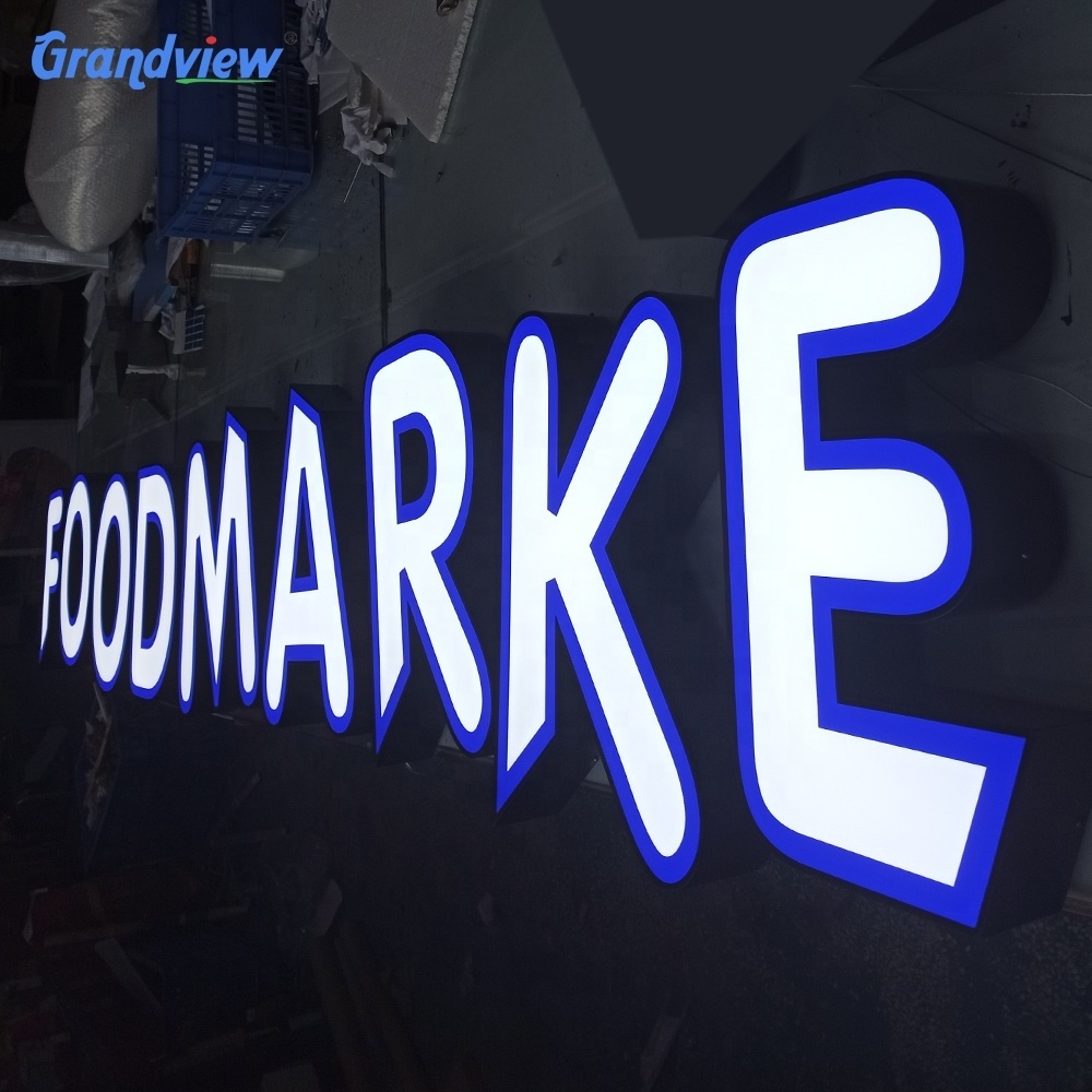 Wall mount illuminated name board designs advertising shop signs storefront 3D Led glowing letter board