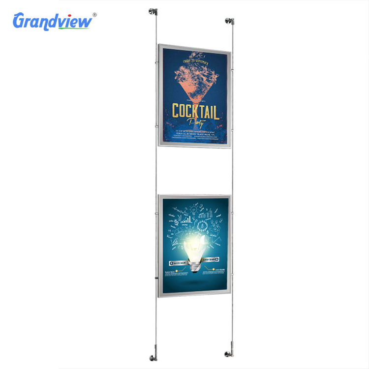 LED double sided ceiling hanging advertising aluminum poster frame light box for window display