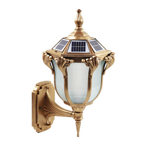 Luxury double end villa balcony outdoor wall lamp solar led light super bright waterproof lights European style courtyard lamps