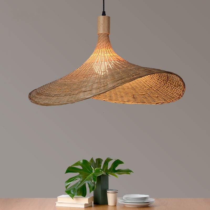 Low Moq Best Price High Quality Free Sample wicker pendant ceiling lighting lampshade bamboo light fixture pendant lights