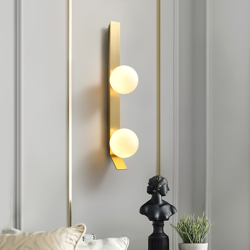 Modern Led Wall Lamp Glass Ball Gold Indoor Lighting Fixture Sconce Corridor Aisle Hall Bedroom Kitchen Round Decorative Lights