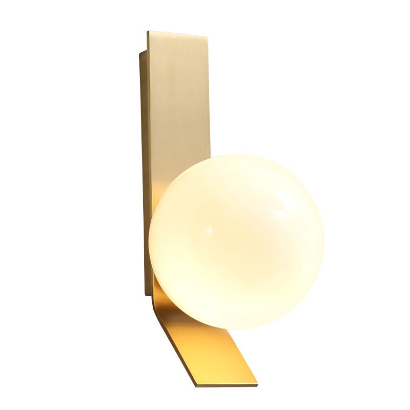 Modern Led Wall Lamp Glass Ball Gold Indoor Lighting Fixture Sconce Corridor Aisle Hall Bedroom Kitchen Round Decorative Lights