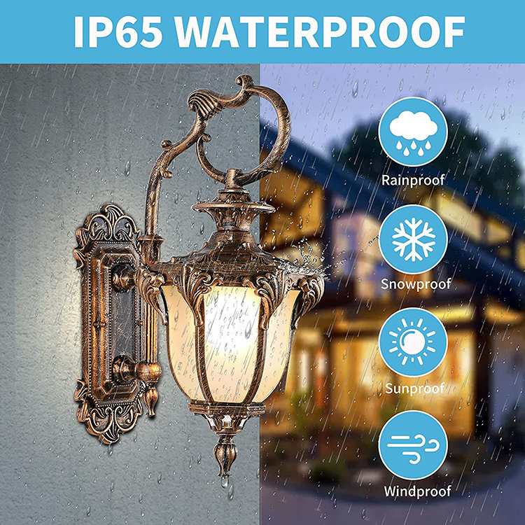 Hot Sale Outdoor Retro Wall Sconces Light LED Waterproof Black Lamp for Home Porch Decoration