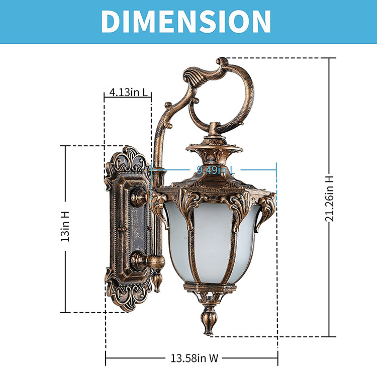 Hot Sale Outdoor Retro Wall Sconces Light LED Waterproof Black Lamp for Home Porch Decoration