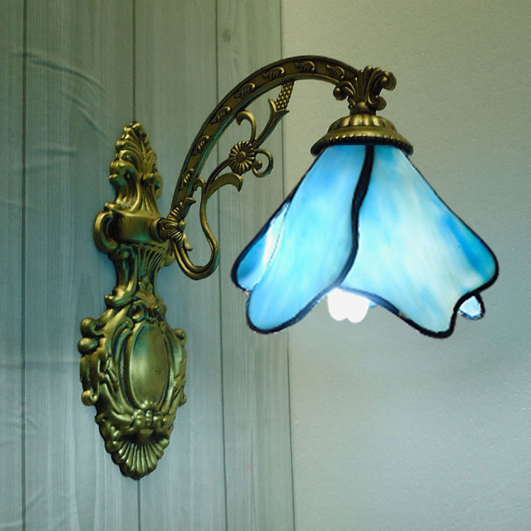 Tiffany Wall Sconce Stained Glass Sconces 1 Light Victorian Style Handmade Wall Light for Living Room Bedroom