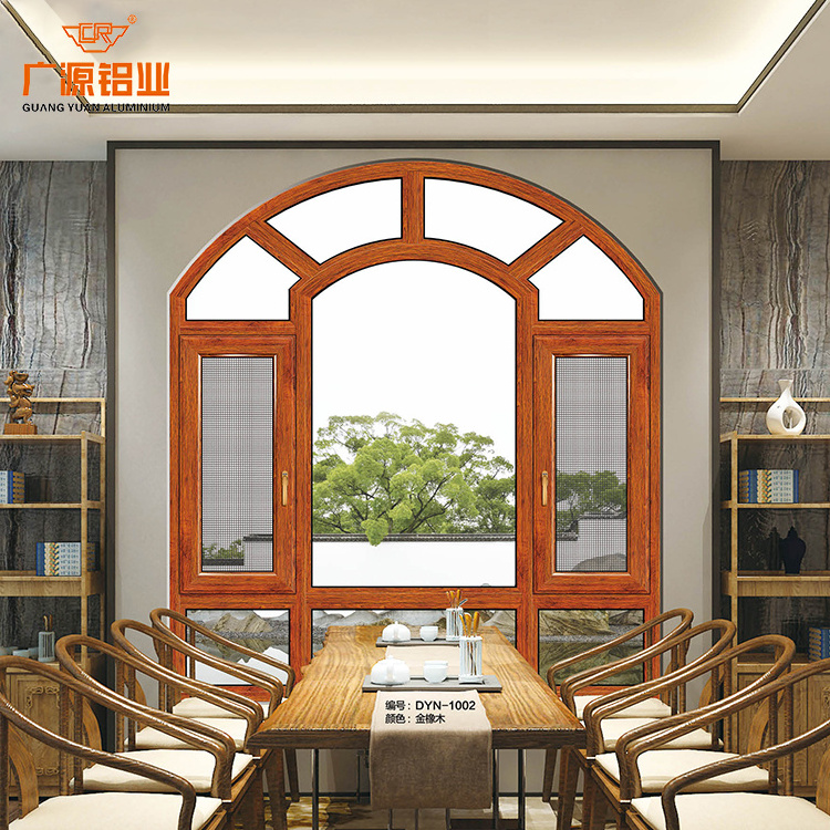 European arched style narrow frame thermal break simple design aluminium door with arc bar french style sliding door window