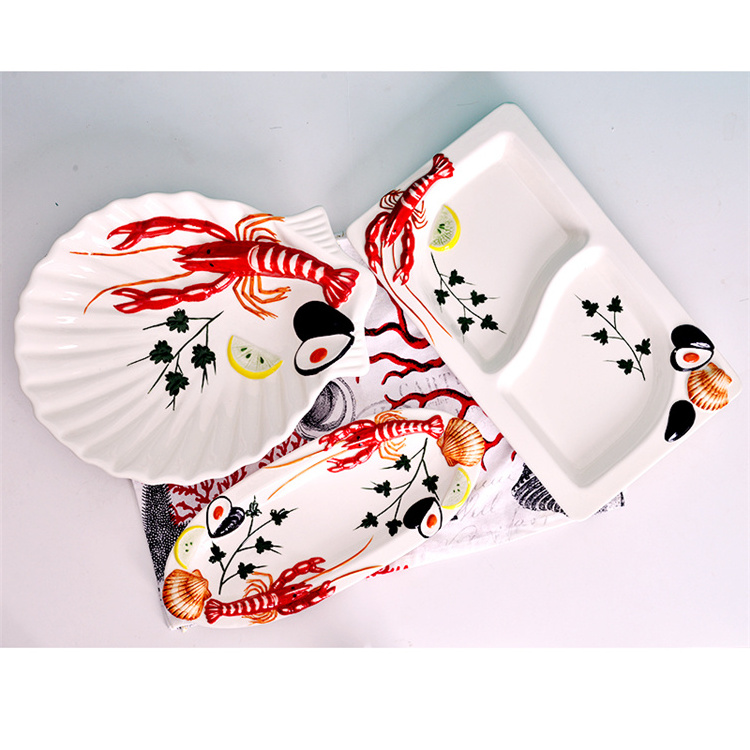 Good selling restaurant hotel decoration creative tableware serving plates red lobster ceramic dinnerware plate