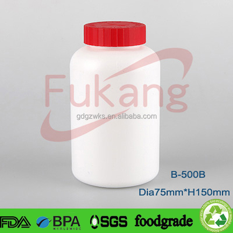 500CC Plastic Protein Powder Container, White Plastic Tablet Bottles/