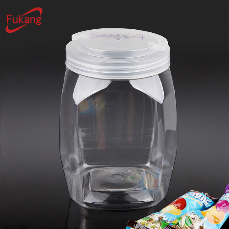 16oz Clear Square Plastic Jar Seal Jar with Screw Cap / Lid Food Grade Airtight PET Candy Jar ODM/OEM Manufacturer