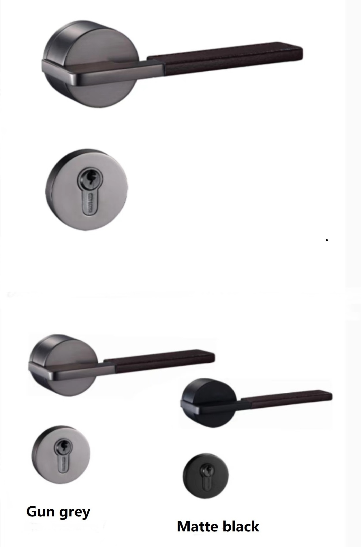 High quality luxury selling Nordic bedroom door knob Indoor quiet door lock zinc alloy modern simple leather door knob