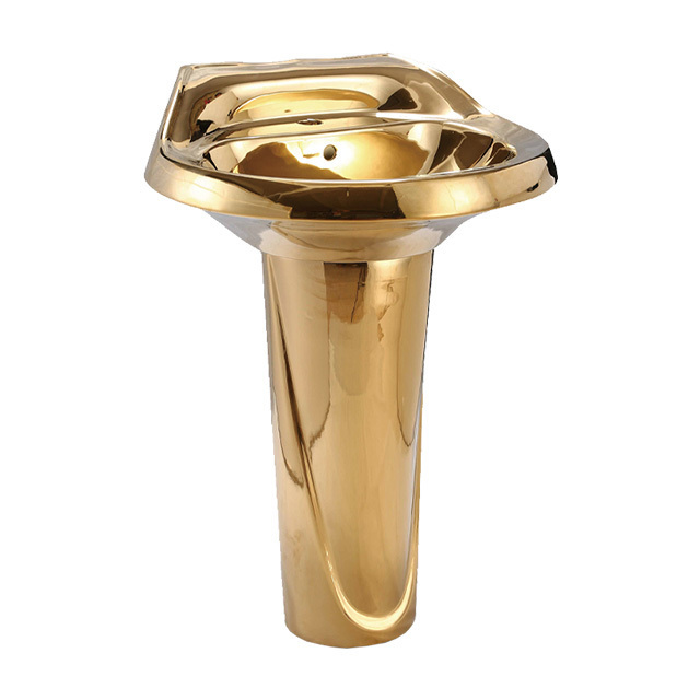 Electroplated Golden Color Modern Bathroom Sanitary Ware Luxury Wc Toilet Bowl And Pedestal Basin Sink Ceramic Gold Toilet Set