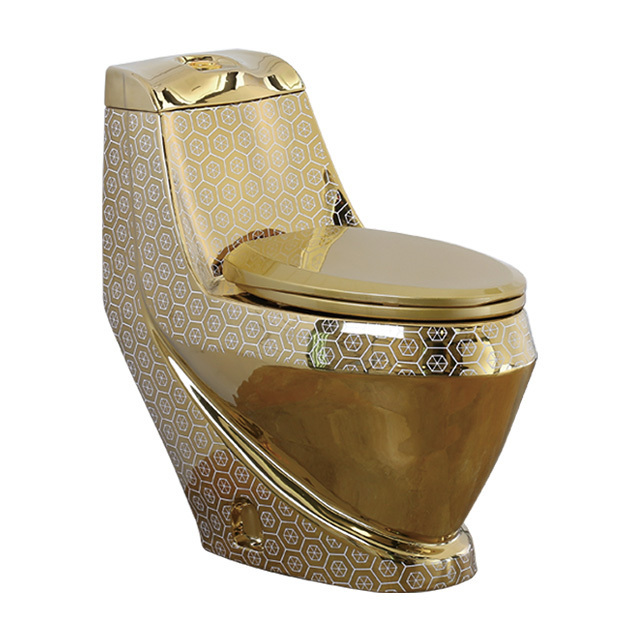 Electroplated Golden Color Modern Bathroom Sanitary Ware Luxury Wc Toilet Bowl And Pedestal Basin Sink Ceramic Gold Toilet Set