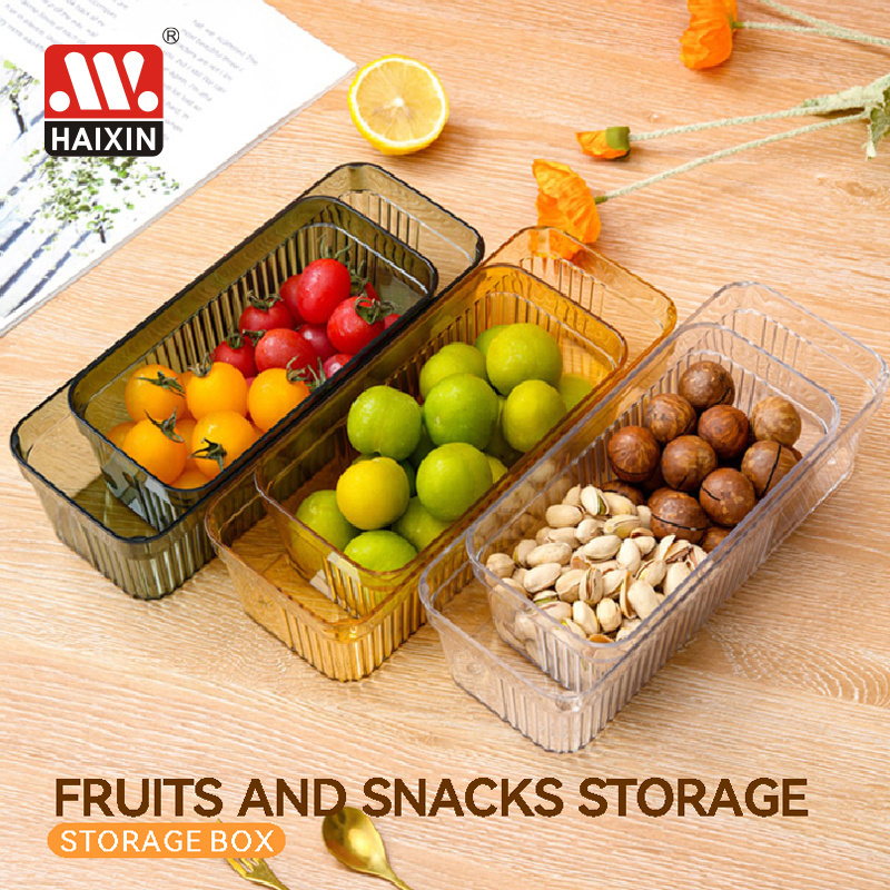 Kitchen  bathroom Fridge space Organizer Baskets picnic fruit storage box plastic PET basket transparent organizer