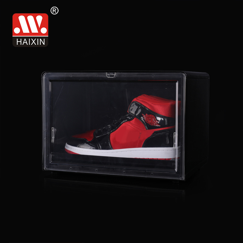 Haixing top sneaker shoes box acrylic shoe organizer transparent plastic shoe box