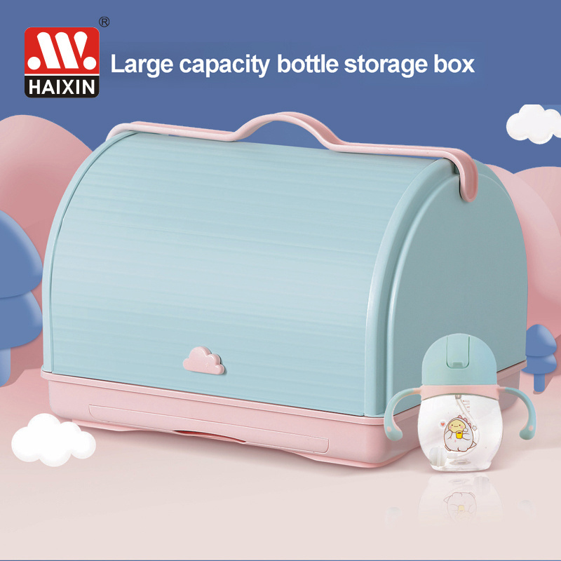 Haixing high quality disassembly plastic baby feeding bottle storage box portable baby milk bottle drying rack holder