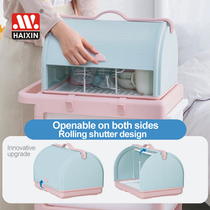 Haixing high quality disassembly plastic baby feeding bottle storage box portable baby milk bottle drying rack holder