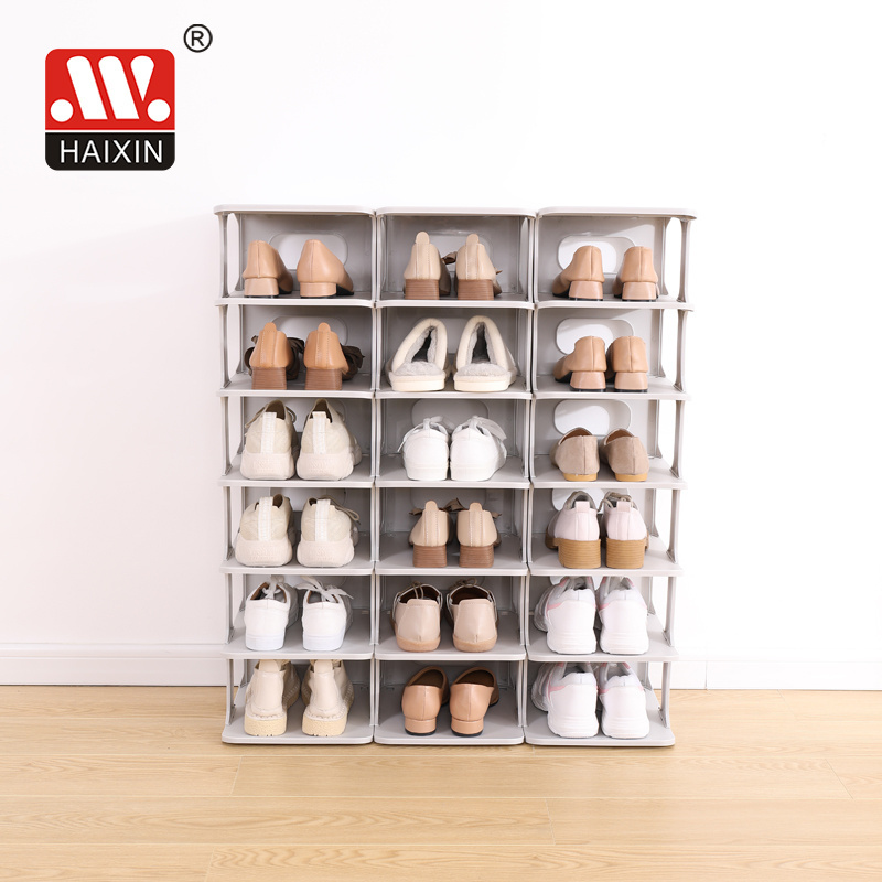 Haixin hot Selling 6  In 1 Free Combination Shoe Rack Plastic Shoe Rack In Layers