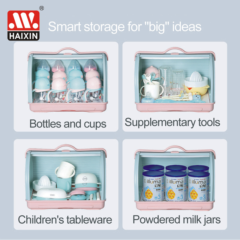 Haixing high quality disassembly plastic baby feeding bottle storage box portable baby milk bottle drying rack holder