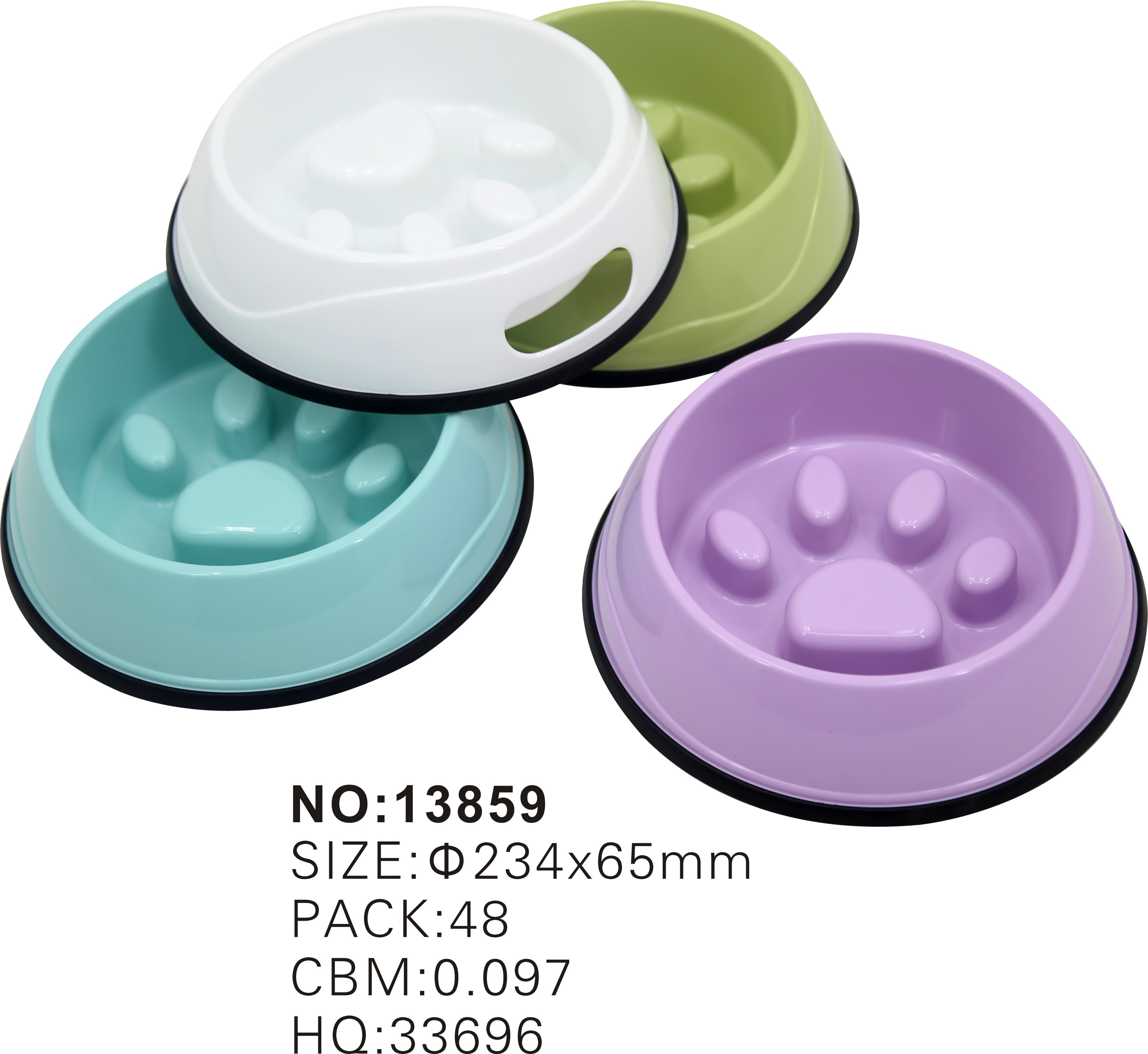 wholesale modern  plastic non-slip anti-choke dog and cat water feeder bowl slow eating pet feeding bowls