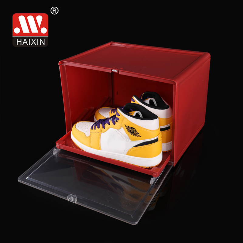 Haixing top sneaker shoes box acrylic shoe organizer transparent plastic shoe box