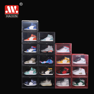 Haixing top sneaker shoes box acrylic shoe organizer transparent plastic shoe box