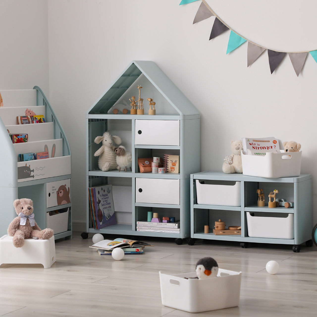 Haixin Easy Installation Plastic Stackable Movable Box Baby Kindergarten Use Book Sundries Drawer Storage Cabinet