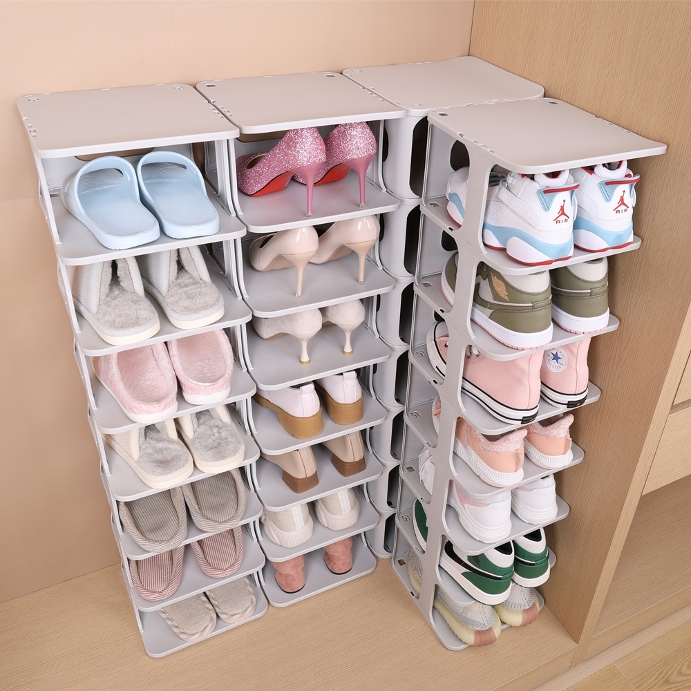 HAIXIN 3 in 2 Plastic Shoe Rack Shoe Storage Organizers DIY Plastic Multilayers Shoe Rack