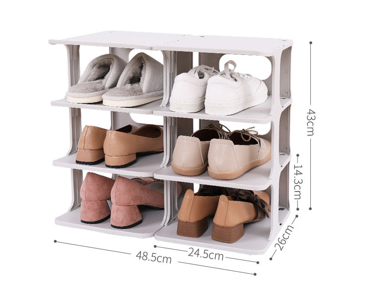 HAIXIN 3 in 2 Plastic Shoe Rack Shoe Storage Organizers DIY Plastic Multilayers Shoe Rack