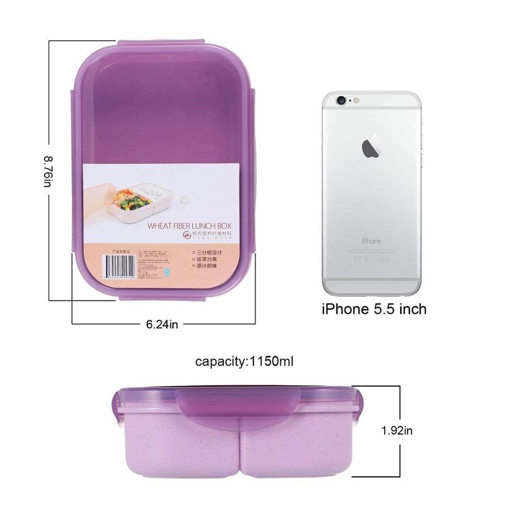 HAIXIN 3 Grids Kids Lunch Box  Leakproof Lock Catch Bento Box With Transparent Visual Lid