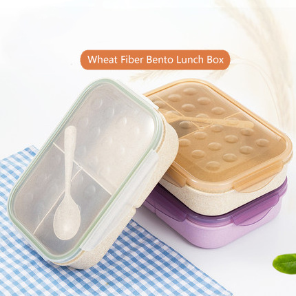 HAIXIN 3 Grids Kids Lunch Box  Leakproof Lock Catch Bento Box With Transparent Visual Lid