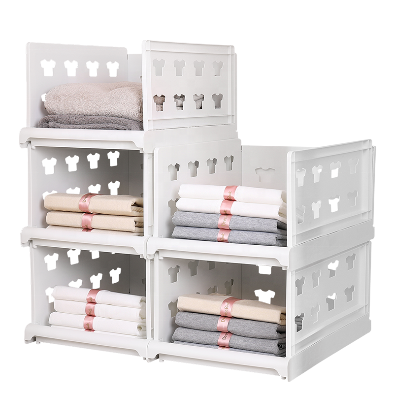 Hot Selling Stackable Cabinet Wardrobe Organizer Drawer Folding  Clothes Storage Racks and Boxes