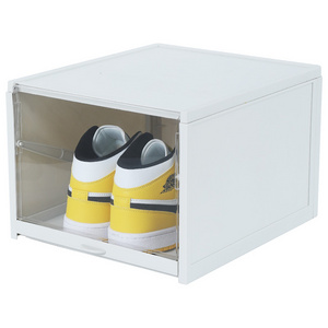 Haixin Stackable Drawer Type Shoe Storage Box High Transparency Plastic Sneaker Box for Sneaker Storage