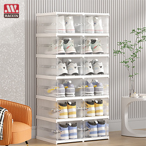 Plastic Clear Shoe Boxes Display Stackable Shoe Racks Cabinet For Shoe Storage