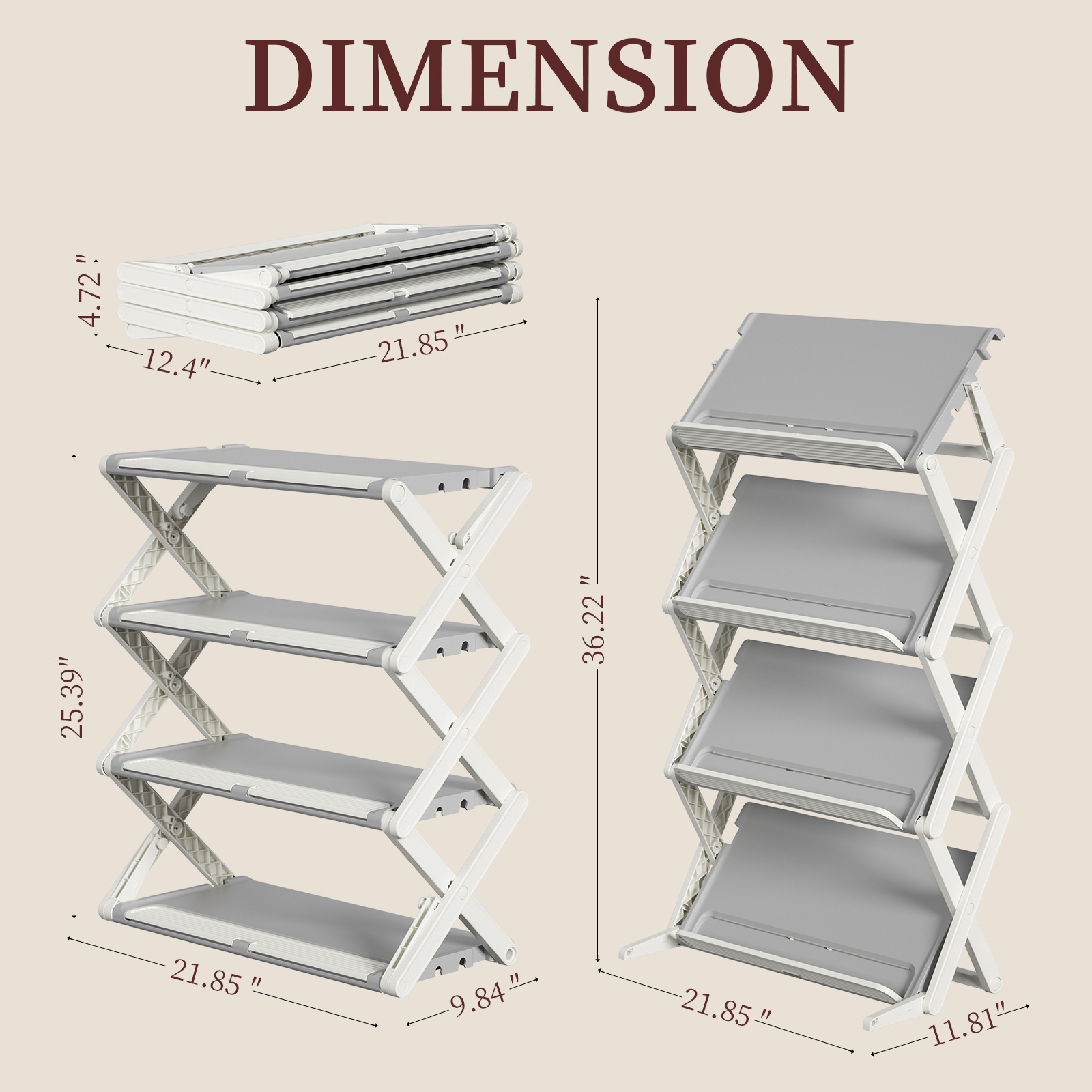 HAIXIN Plastic Not Inclined Shoe Rack Double Deformation Folding Shoe Rack