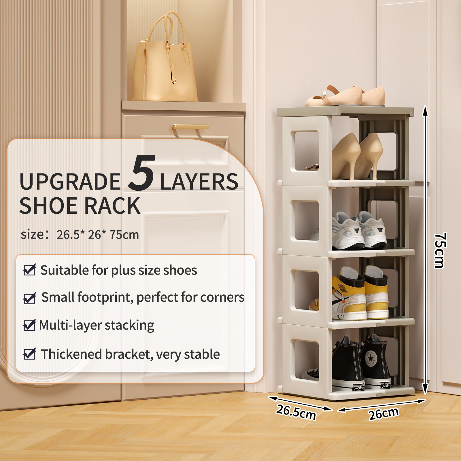 Stackable Foldable Shoes Organizers Plastic Storage Rack at Home