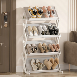 Double Options Collapsible Cabinet Plastic Shoe Rack with Multi Layers