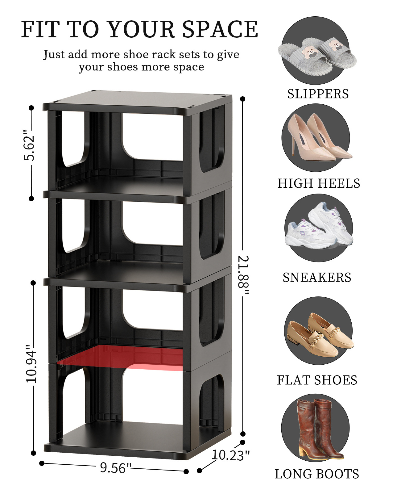 HAIXIN Shoe Rack Storage Organizer 5-Tier Plastic Shoe Rack for Closet Entryway Garage