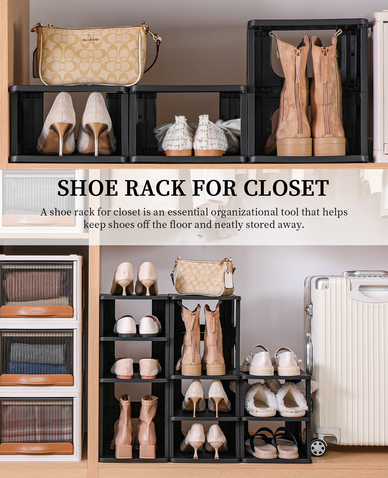 HAIXIN Shoe Rack Storage Organizer 5-Tier Plastic Shoe Rack for Closet Entryway Garage