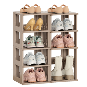 Narrow Shelves Space Saving Cubby For Dorm Plastic Stackable Shoe Storage Organizer Cabinet Foldable Shoe Rack Shelf