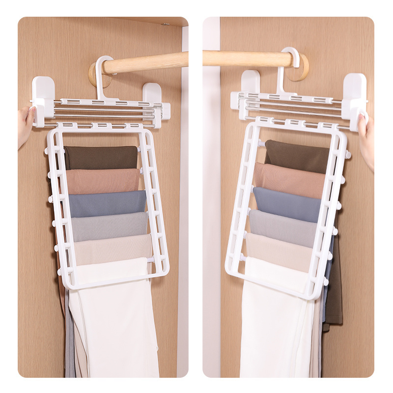 Haixin Multifunction Adjustable Outdoor Stainless Steel Hanger Cabinet Hanger White Plastic Hanger Wardrobe Clothes Pants Rack