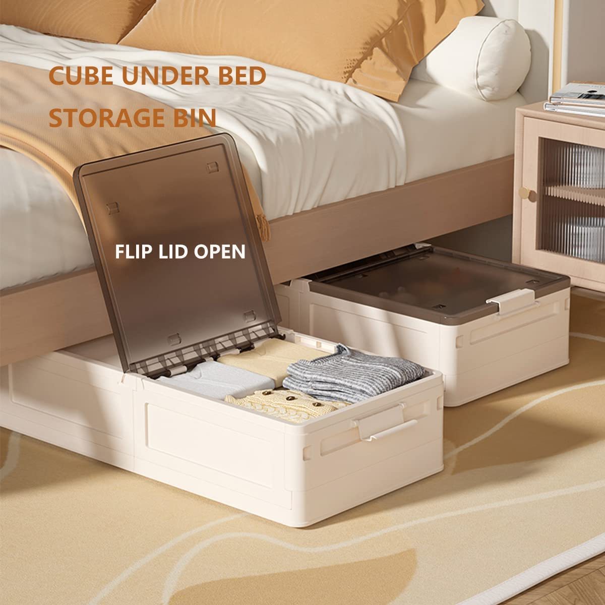 HAIXIN Under-bed Foldable Clothes Storage Bin Stackable Blanket Storage Containers