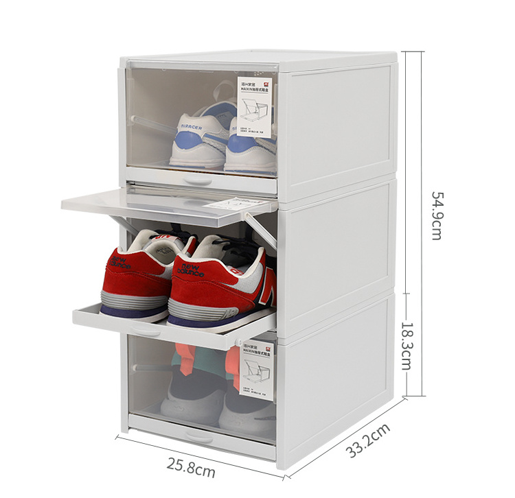 HAIXIN Plastic Shoe Box Stackable Pull Out Shoe Box Transparent Drawer Storage Shoe Box