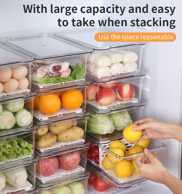 Refrigerator Organizer Bins Stackable Fridge Organizers with Cutout Handles Cabinets Clear Plastic Pantry Food Storage Rack