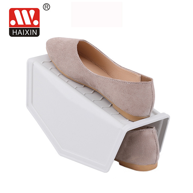 Haixin Plastic Double Decker Shoe Slot Organizer Anti-Skid Design Ladies High Heel Racks Holder